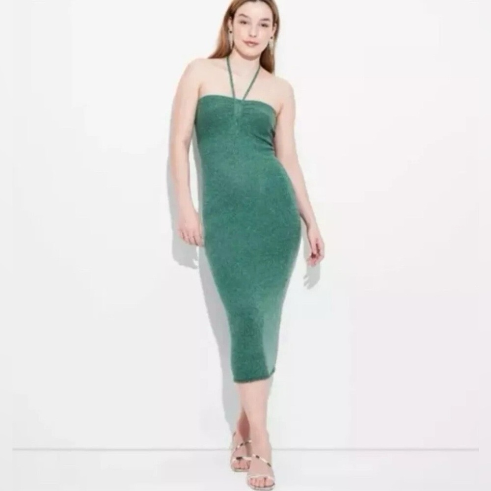 Elegant Green Halter Dress
